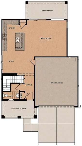 2D floor plan layout for the Monte Volpe by Fulton Homes in Redwood Valley at Acclaim, Avondale, AZ (Image 3).