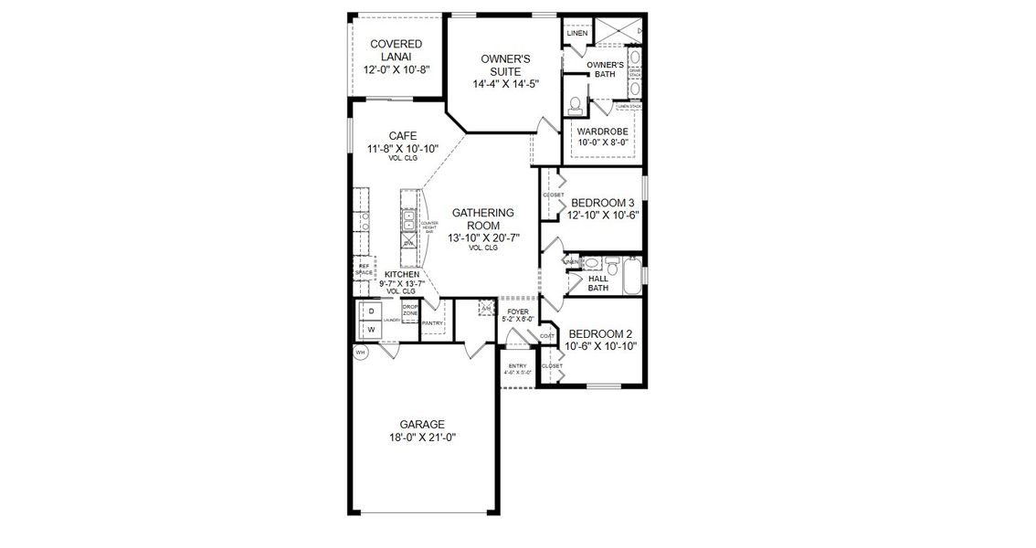 2D floor plan layout for the Parsyn by Highland Homes of Florida in Stonebridge North, Zephyrhills, FL (Image 3).