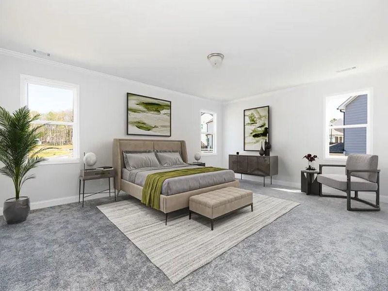 Furnished interior view inside a new home in The Beacon at Old Peachtree Single Family Homes, Lawrenceville (Image 5). Furnished interior view inside a new home in The Beacon at Old Peachtree Single Family Homes, Lawrenceville (Image 5).