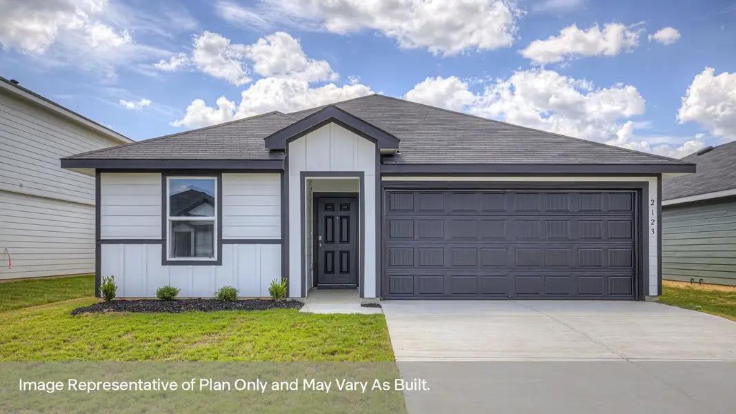 Front exterior of a new home in Ladera, Luling, TX, highlighting curb appeal (Image 2). Front exterior of a new home in Ladera, Luling, TX, highlighting curb appeal (Image 2).
