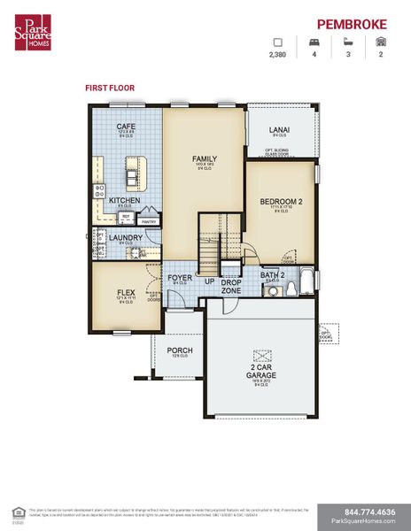 2D floor plan layout for the Pembroke by Park Square Residential in Summerbrooke, Mount Dora, FL (Image 3).