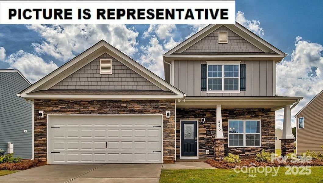 Front exterior of a new home in Calvin Creek, Troutman, NC, highlighting curb appeal (Image 2).