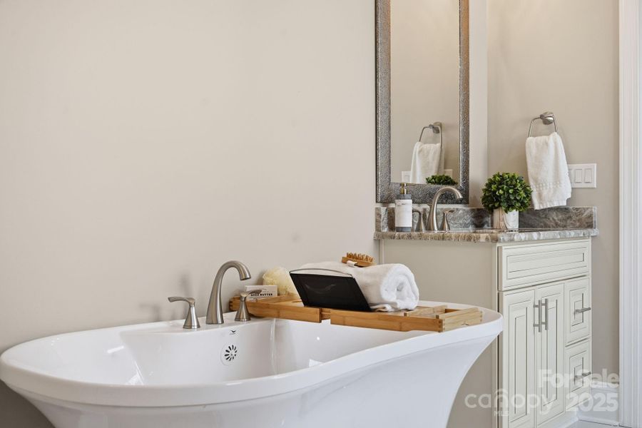 Primary suite freestanding soaking tub — spa-inspired luxury in your own home. Primary suite freestanding soaking tub — spa-inspired luxury in your own home.