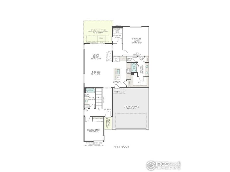 2D floor plan layout of this home in Westside Crossing, Berthoud, CO (Image 5).