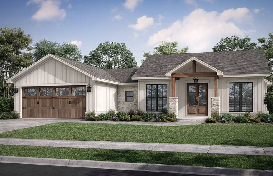 Representative exterior photo of a completed home built from the Rose by Zeal Home Builders in Monarch Manor, Poolville, TX (Image 10). Representative exterior photo of a completed home built from the Rose by Zeal Home Builders in Monarch Manor, Poolville, TX (Image 10).