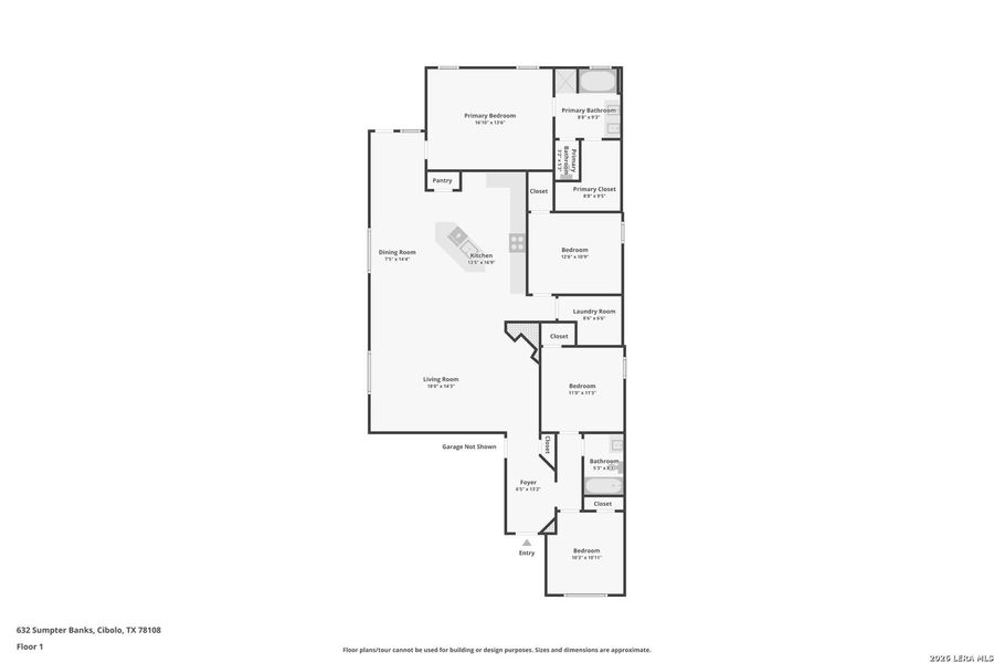 2D floor plan layout of this home in Steele Creek, Cibolo, TX (Image 3).