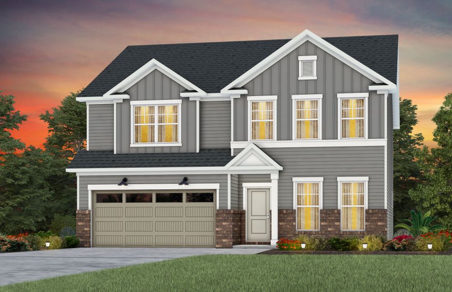 Front exterior of a new home in Michaux Gardens, Belmont, NC, highlighting curb appeal (Image 26).