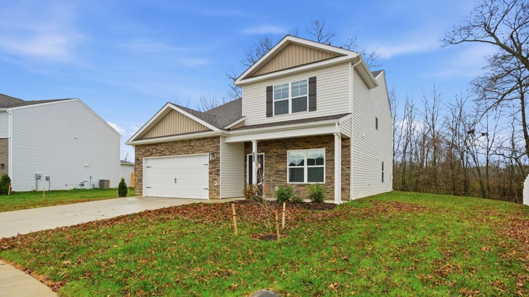 Front exterior of a new home in Keebler Meadows, Johnson City, TN, highlighting curb appeal (Image 2).