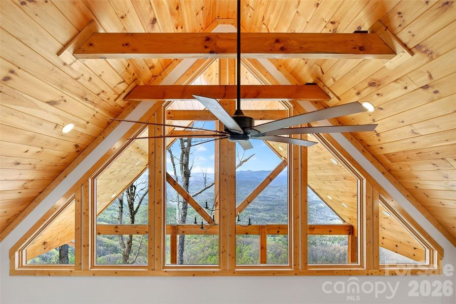 Open timber beams.