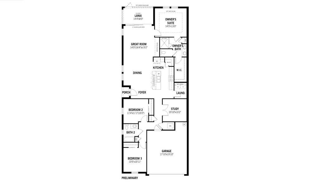 2D floor plan layout for the Topsail by Mattamy Homes in Wellen Park, Venice, FL (Image 3).