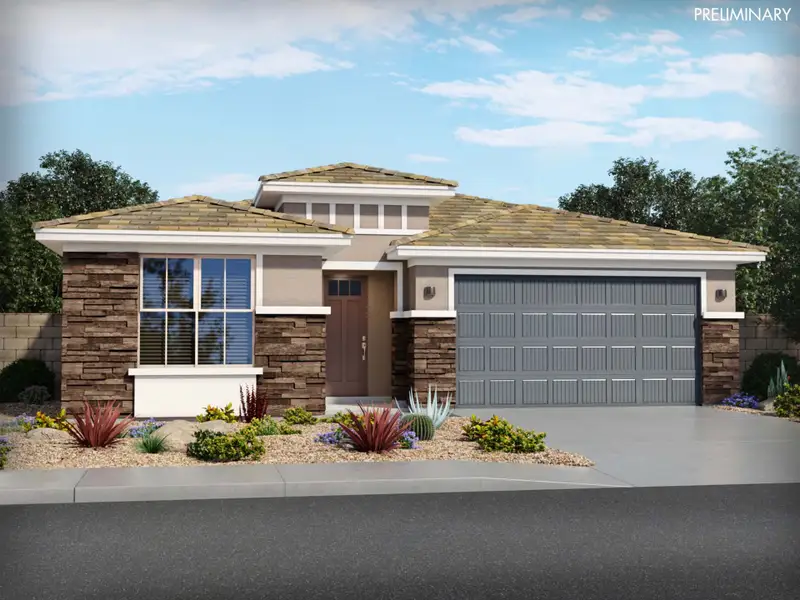 Representative exterior photo of a completed home built from the Finch by Meritage Homes in Houghton Reserve - Esplanade, Tucson, AZ (Image 14). Representative exterior photo of a completed home built from the Finch by Meritage Homes in Houghton Reserve - Esplanade, Tucson, AZ (Image 14).