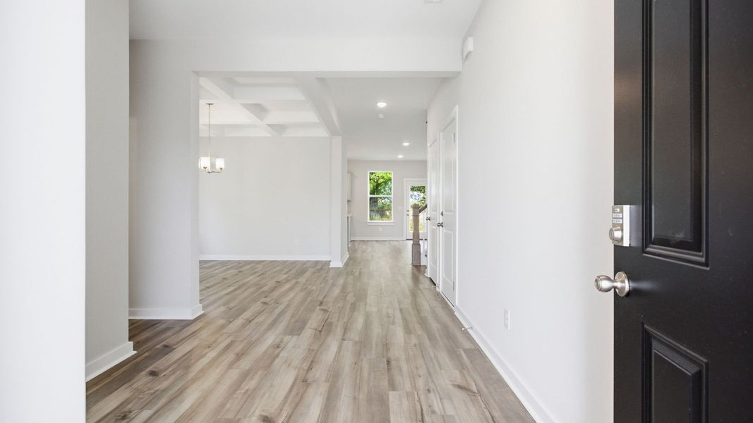 Interior Entry point with black door and hard surface flooring Interior Entry point with black door and hard surface flooring
