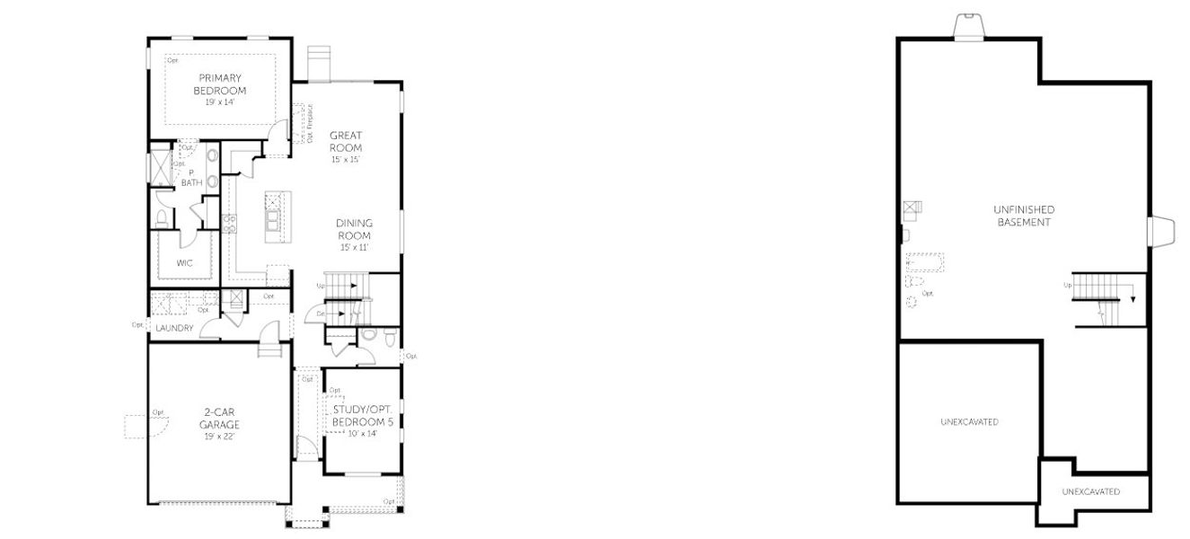 2D floor plan layout of this home in The Reserve at Looking Glass, Parker, CO (Image 5).