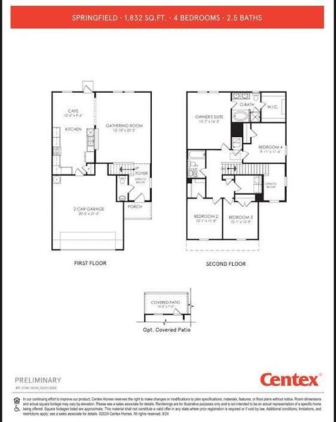 2D floor plan layout of this home in Montgomery Bend, Montgomery, TX (Image 3).