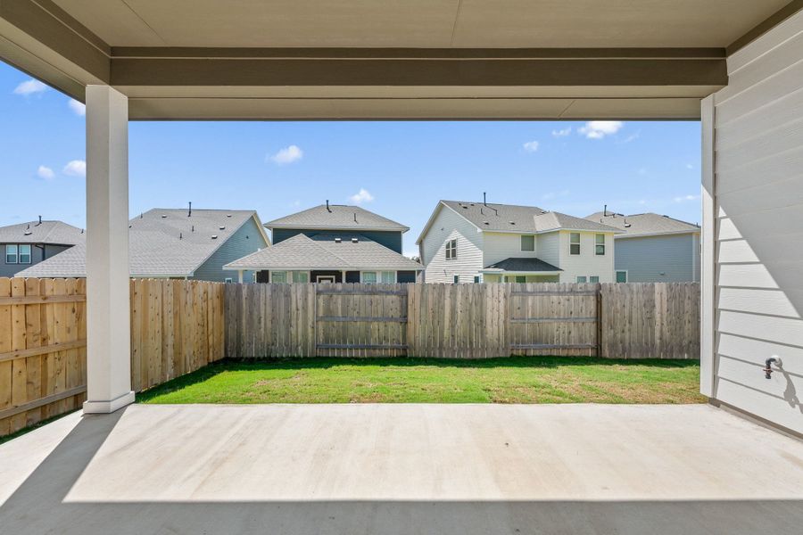 Exterior details and patio area of a home in Lariat, Liberty Hill (Image 4). Exterior details and patio area of a home in Lariat, Liberty Hill (Image 4).