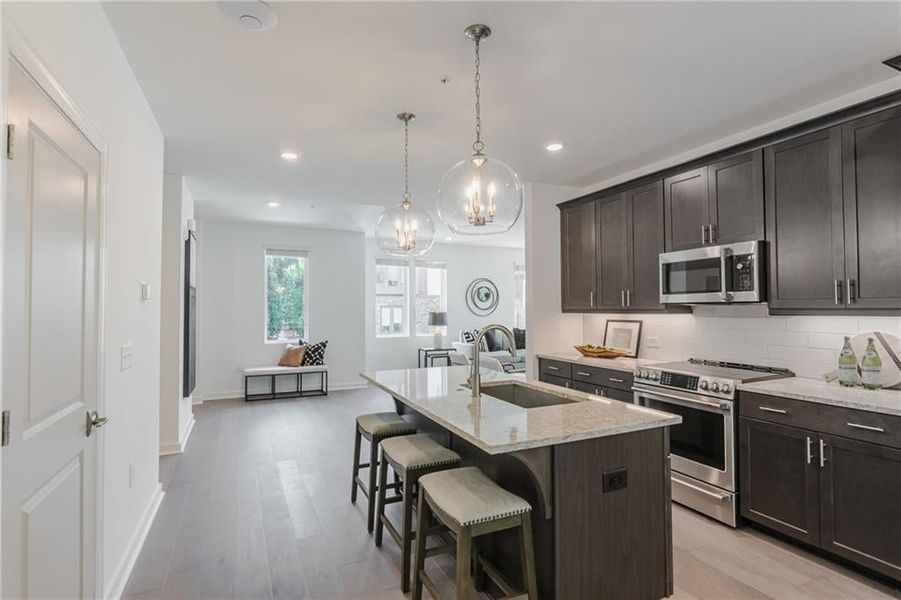 Kitchen opens to the family room.