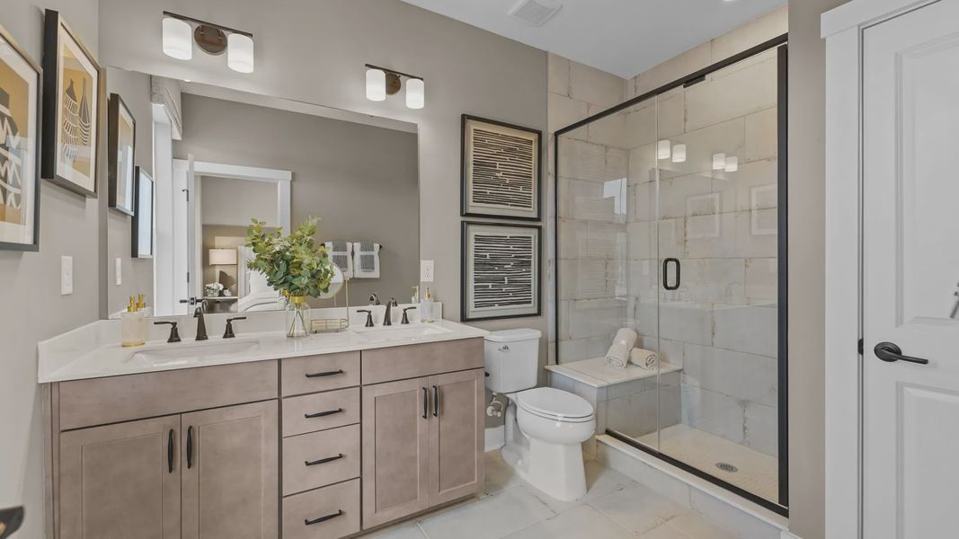 Furnished interior view inside a new home in The River District Townhomes, Charlotte (Image 17). Furnished interior view inside a new home in The River District Townhomes, Charlotte (Image 17).