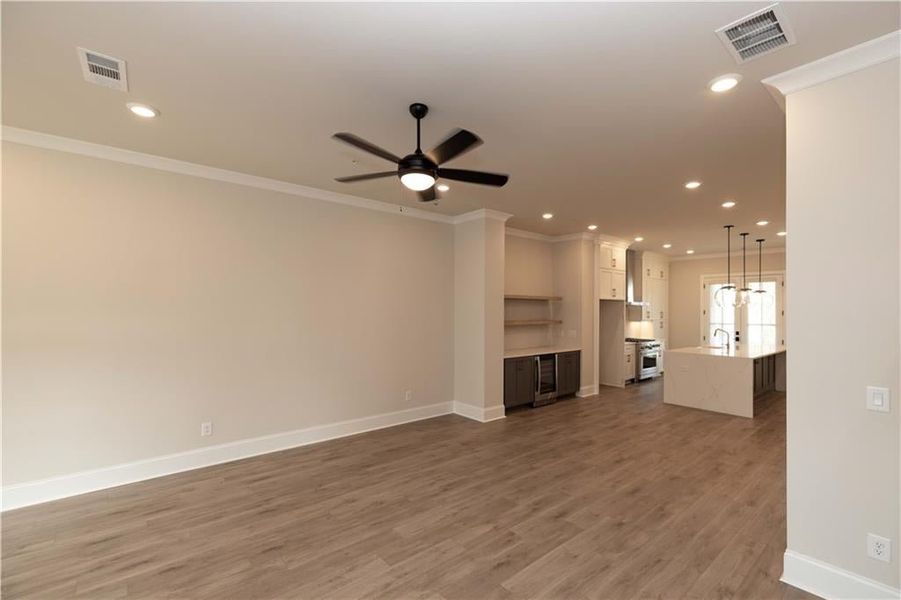 View to Dining/Kitchen and entertaining space.