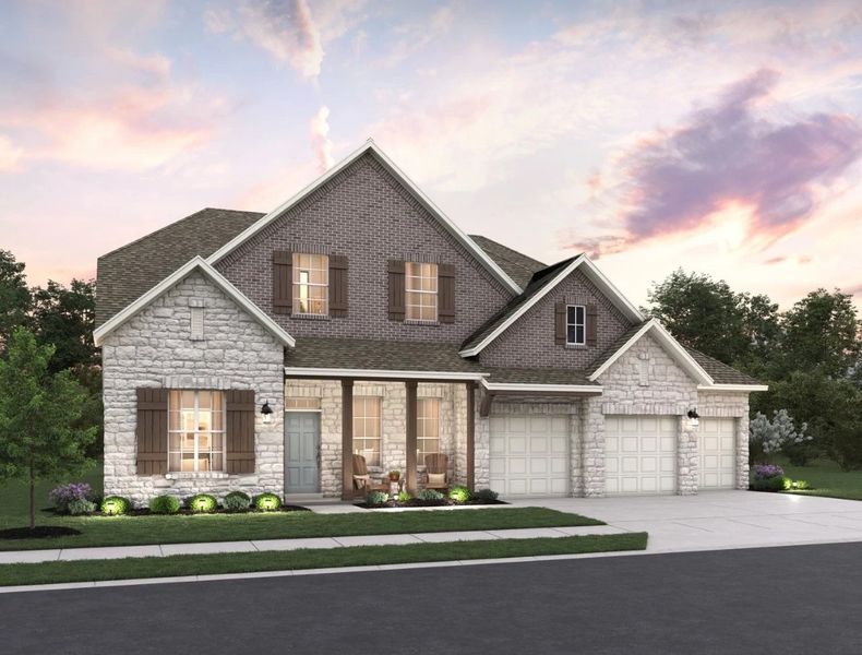 Representative exterior photo of a completed home built from the Hathaway by Ashton Woods in The Trails at Carmel, Pflugerville, TX (Image 22). Representative exterior photo of a completed home built from the Hathaway by Ashton Woods in The Trails at Carmel, Pflugerville, TX (Image 22).