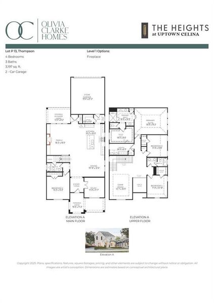 2D floor plan layout of this home in The Heights at Uptown Celina, Celina, TX (Image 3).