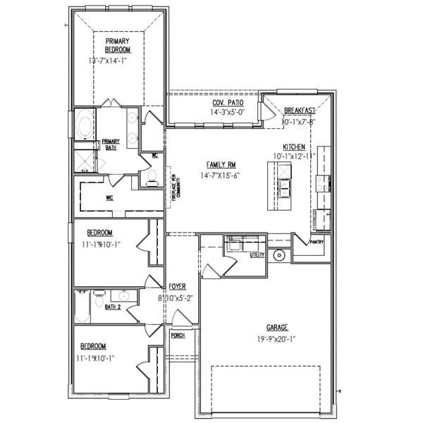 2D floor plan layout for the The Bishop by Lillian Custom Homes in Hickory Hill, Sherman, TX (Image 5).