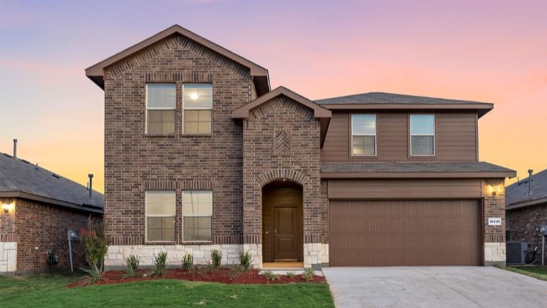 Representative exterior photo of a completed home built from the Ozark by D.R. Horton in Vista Park, Decatur, TX (Image 1). Representative exterior photo of a completed home built from the Ozark by D.R. Horton in Vista Park, Decatur, TX (Image 1).