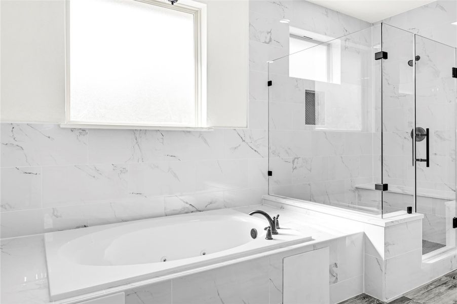 Master bath with gorgeous tub and shower Master bath with gorgeous tub and shower