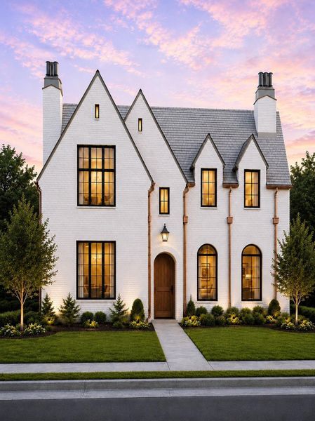Timeless English inspired architecture, exceptional craftsmanship, and a commanding white brick facade create an unforgettable first impression. **Rendering** Timeless English inspired architecture, exceptional craftsmanship, and a commanding white brick facade create an unforgettable first impression. **Rendering**