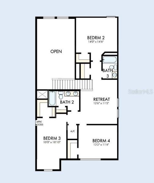 2D floor plan layout of this home in Waterset Classic Series, Apollo Beach, FL (Image 3).
