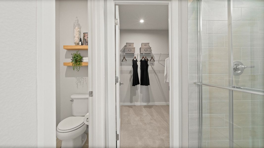 Contemporary Primary En Suite Bath with in this New Construction Home in Winter Haven by DRB Homes in Willowbrook North