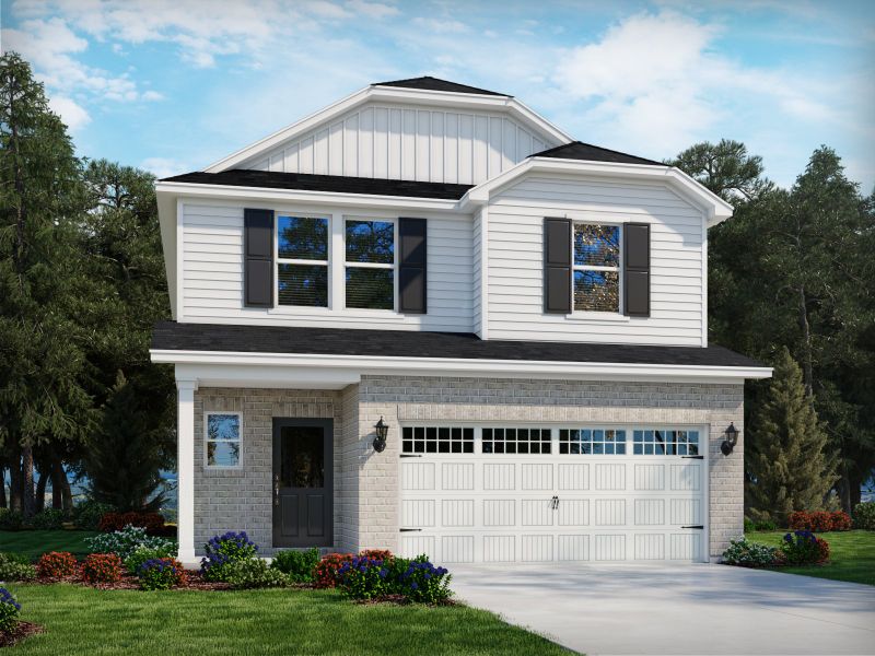 Front exterior of a new home in Oak Manor - Classic Series, Garner, NC, highlighting curb appeal (Image 1). Front exterior of a new home in Oak Manor - Classic Series, Garner, NC, highlighting curb appeal (Image 1).