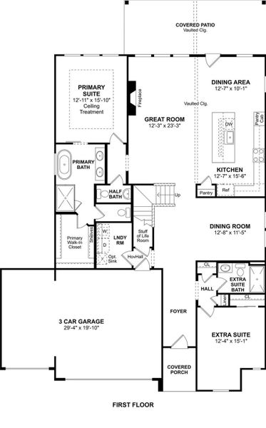 The Davenport floor plan by K. Hovnanian Homes. 1st floor shown. *Prices, plans, dimensions, features, specifications, materials, and availability of homes or communities are subject to change without notice or obligation.