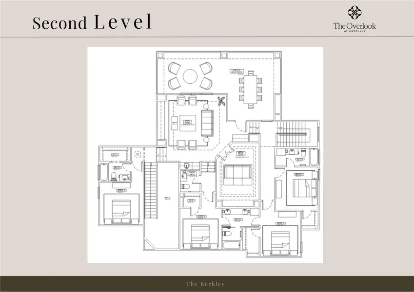 2D floor plan layout of this home in The Overlook at Westlake, Austin, TX (Image 3).