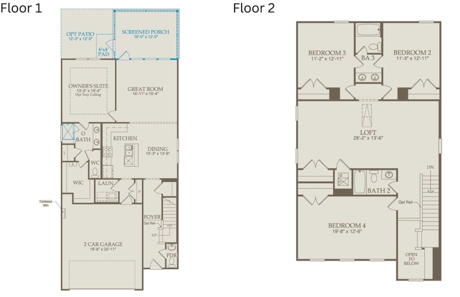 2D floor plan layout of this home in Huxley, Apex, NC (Image 4).