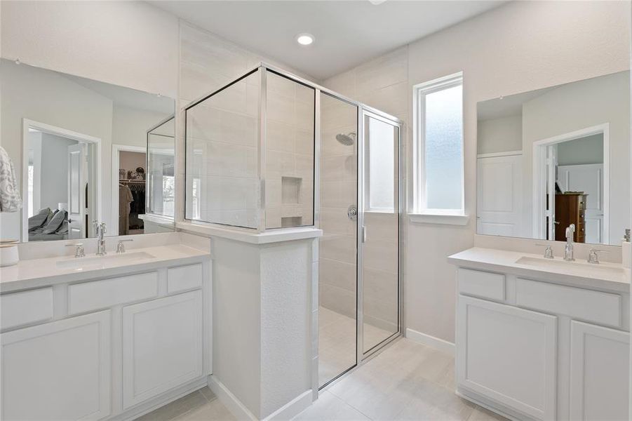 Primary Bathroom with Dual Vanities