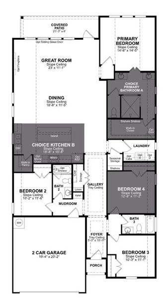 2D floor plan layout of this home in Parklands Estates, Schertz, TX (Image 2).
