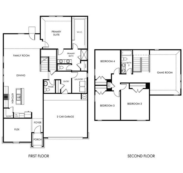 2D floor plan layout of this home in Arcadia Ridge - Classic Series, San Antonio, TX (Image 3).