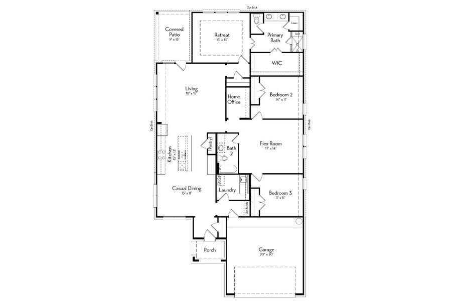 2D floor plan layout for the Aspen by Autograph Homes in Aldeana - Paintbrush Collection, Bonney, TX (Image 3).