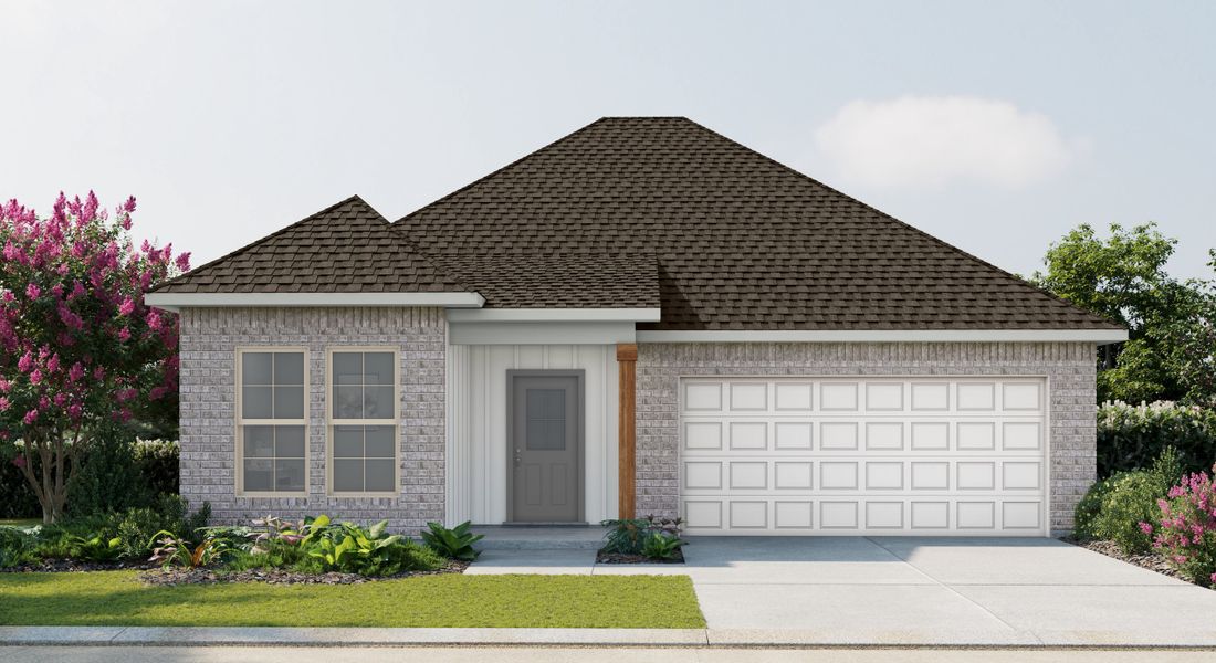 Representative exterior photo of a completed home built from the Birch III H by DSLD Homes in Emberly 55, Beasley, TX (Image 3). Representative exterior photo of a completed home built from the Birch III H by DSLD Homes in Emberly 55, Beasley, TX (Image 3).