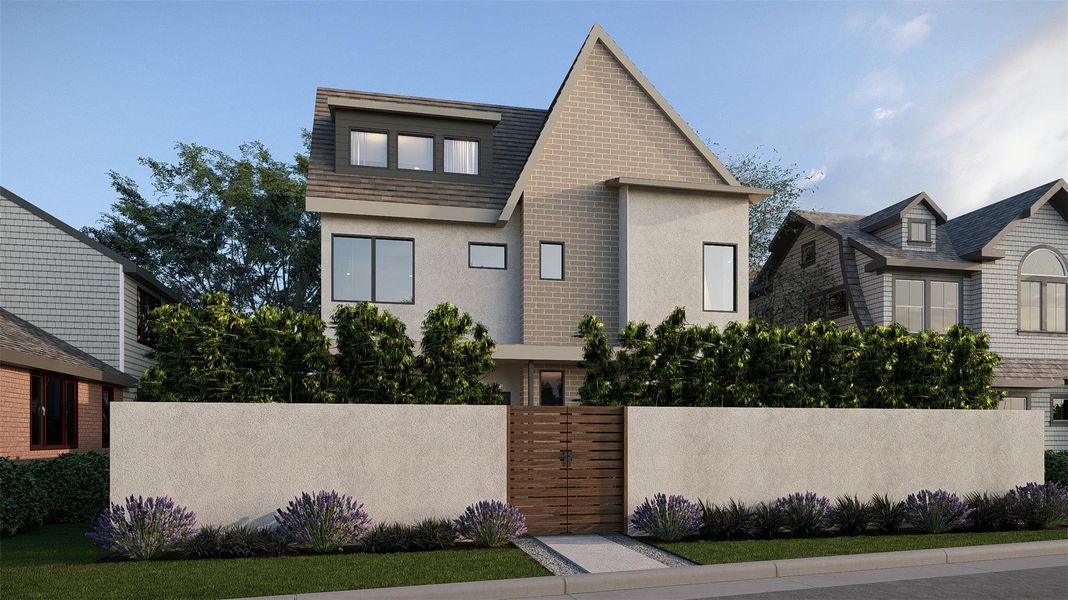 Striking contemporary architecture defines this multi-level home behind a secure walled entry. Striking contemporary architecture defines this multi-level home behind a secure walled entry.