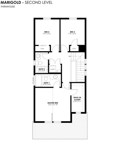 2D floor plan layout for the Marigold by Hartford Homes in Bloom, Fort Collins, CO (Image 29).