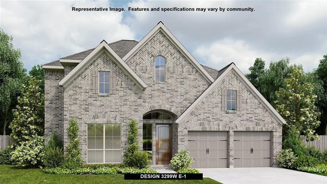 Front exterior of a new home in Parkside On The River 60', Georgetown, TX, highlighting curb appeal (Image 1).