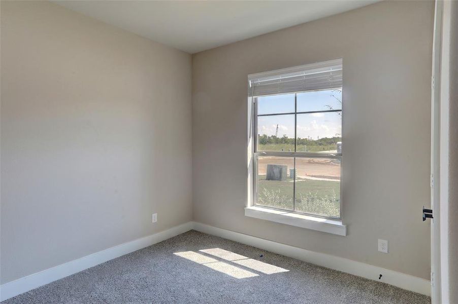 Carpeted empty room with baseboards Carpeted empty room with baseboards