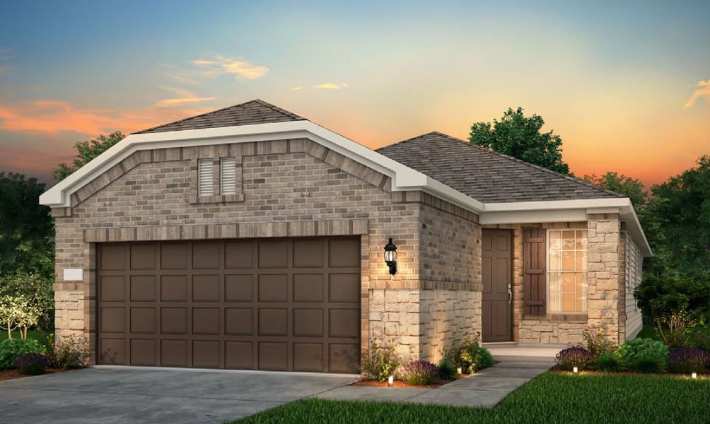 Front exterior of a new home in Sun City Texas, Georgetown, TX, highlighting curb appeal (Image 21).
