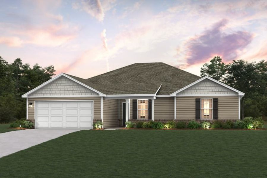 Front exterior of a new home in Three Hollow, Jay, FL, highlighting curb appeal (Image 1).