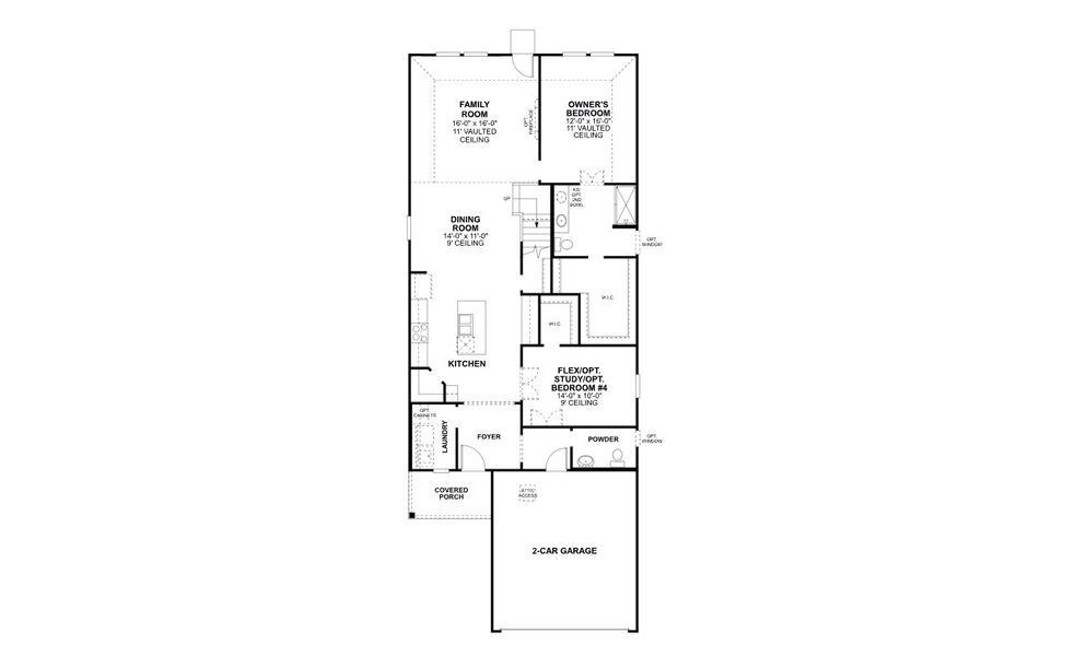 2D floor plan layout for the Rosemary by M/I Homes in Forest Park, Princeton, TX (Image 3).