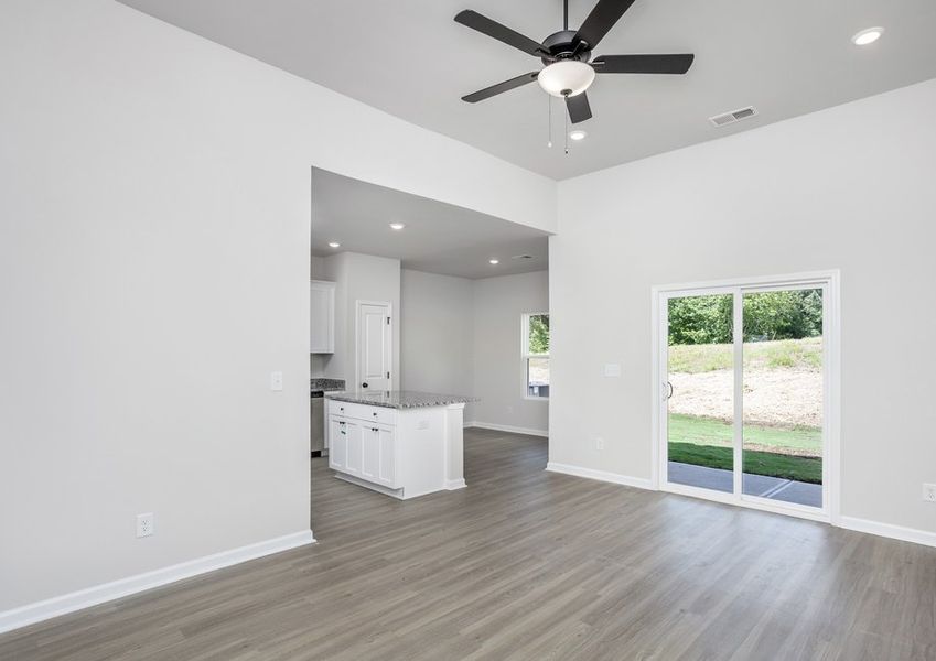 The kitchen is open to the living area