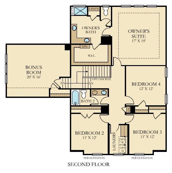 2D floor plan layout of this home in Heron's Walk at Summers Corner, Summerville, SC (Image 4).
