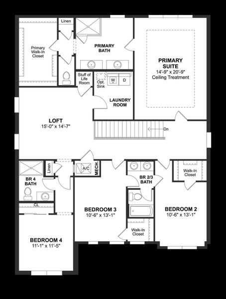 2D floor plan layout of this home in Salerno Reserve - Single Family, Stuart, FL (Image 4).