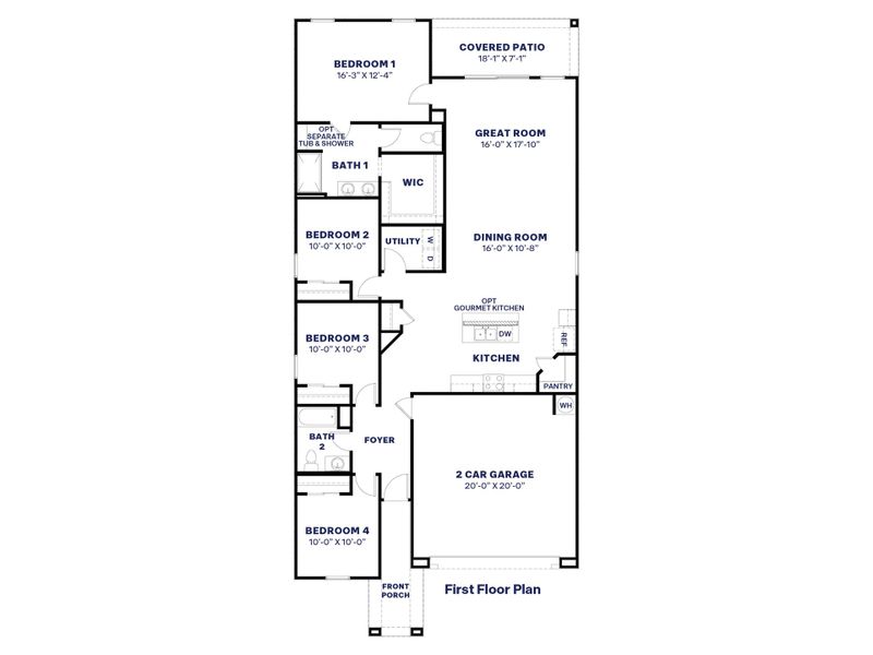 2D floor plan layout of this home in Del Rio Ranch, Avondale, AZ (Image 4).